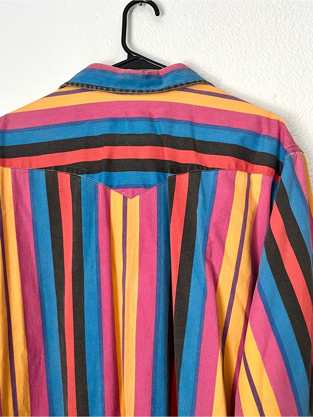 Rare 90’s Wrangler Brushpopper USA Striped Western X-Long Tails Shirt 17.5-35 - Picture 4 of 10